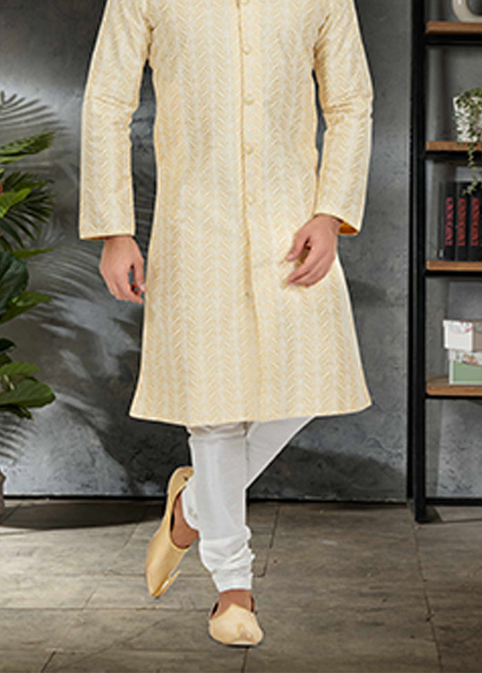 Yellow Silk 2 Pc Kurta Pajama Set