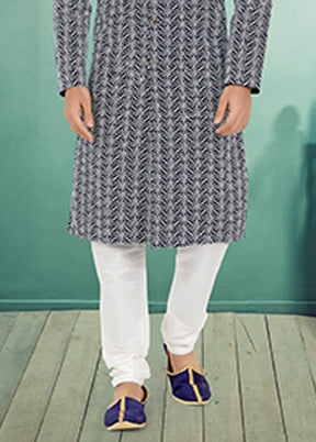 Blue Silk 2 Pc Kurta Pajama Set