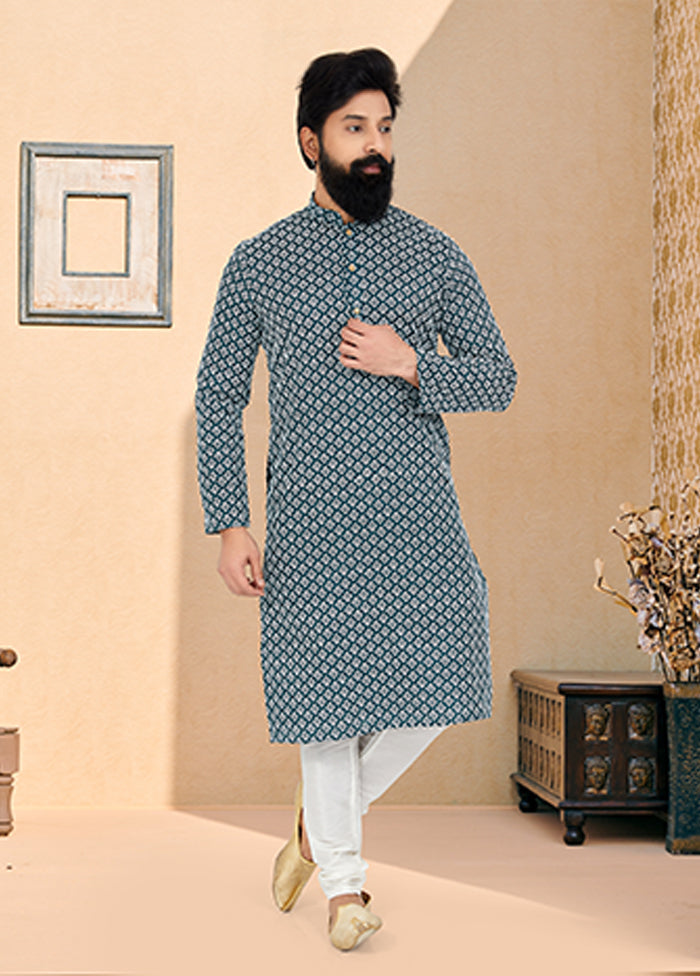 Green Silk 2 Pc Kurta Pajama Set