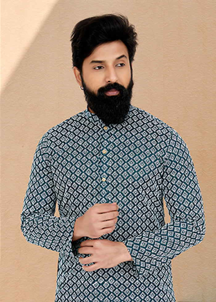Green Silk 2 Pc Kurta Pajama Set