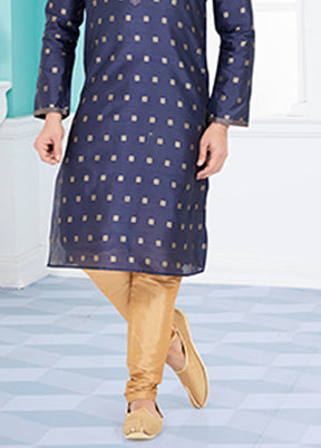 Blue Silk 2 Pc Kurta Pajama Set