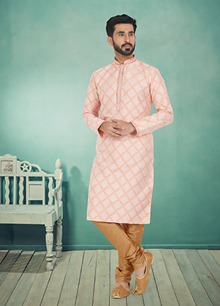 Pink Silk 2 Pc Kurta Pajama Set