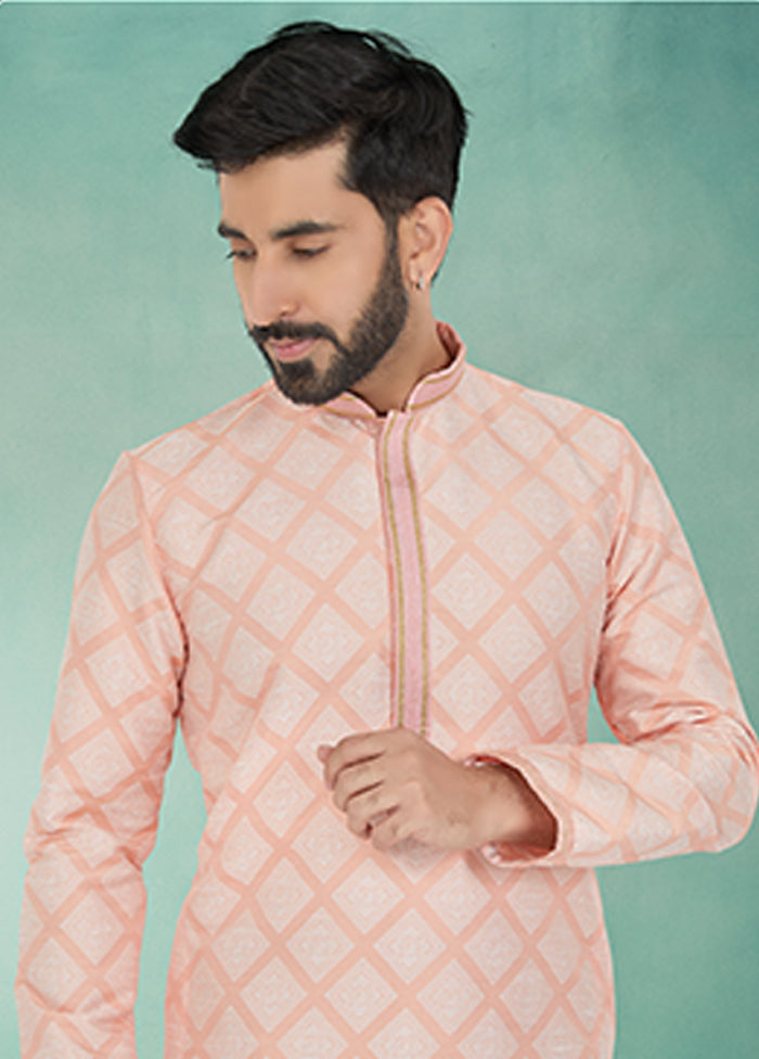 Pink Silk 2 Pc Kurta Pajama Set