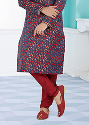 Blue Silk 2 Pc Kurta Pajama Set
