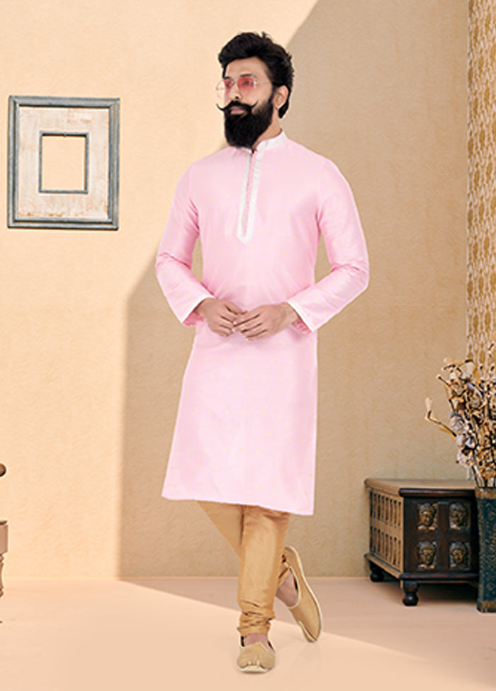 Pink Silk 2 Pc Kurta Pajama Set