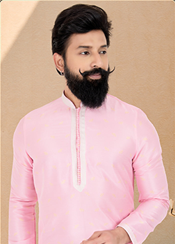 Pink Silk 2 Pc Kurta Pajama Set
