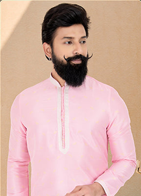 Pink Silk 2 Pc Kurta Pajama Set