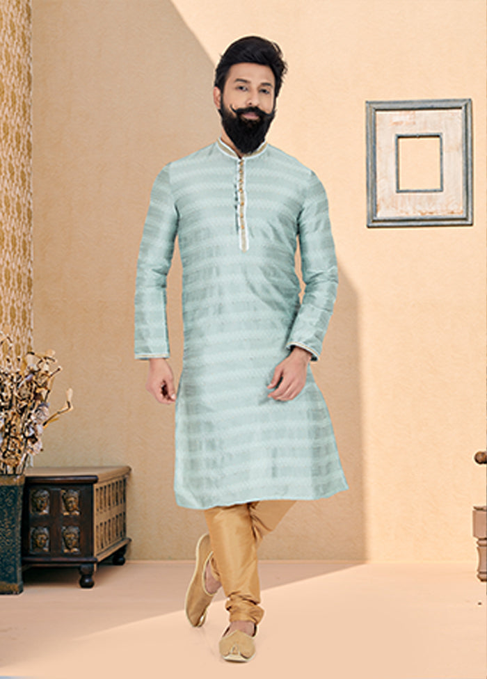 Grey Silk 2 Pc Kurta Pajama Set