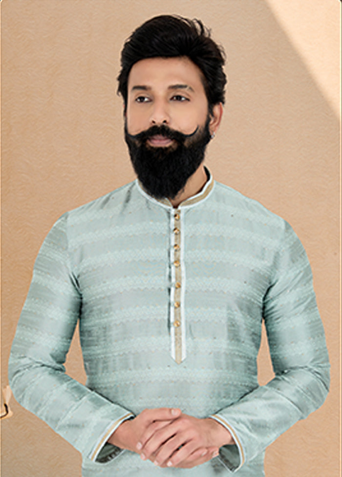 Grey Silk 2 Pc Kurta Pajama Set