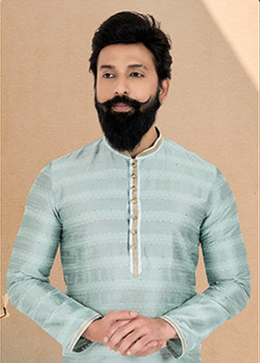 Grey Silk 2 Pc Kurta Pajama Set