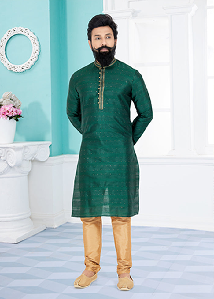 Green Cotton 2 Pc Kurta Pajama Set