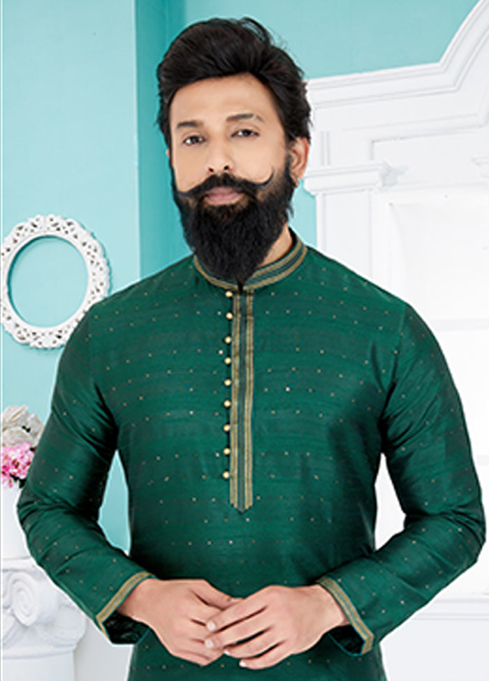 Green Cotton 2 Pc Kurta Pajama Set