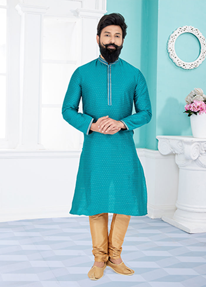 Green Cotton 2 Pc Kurta Pajama Set