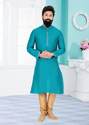 Green Cotton 2 Pc Kurta Pajama Set