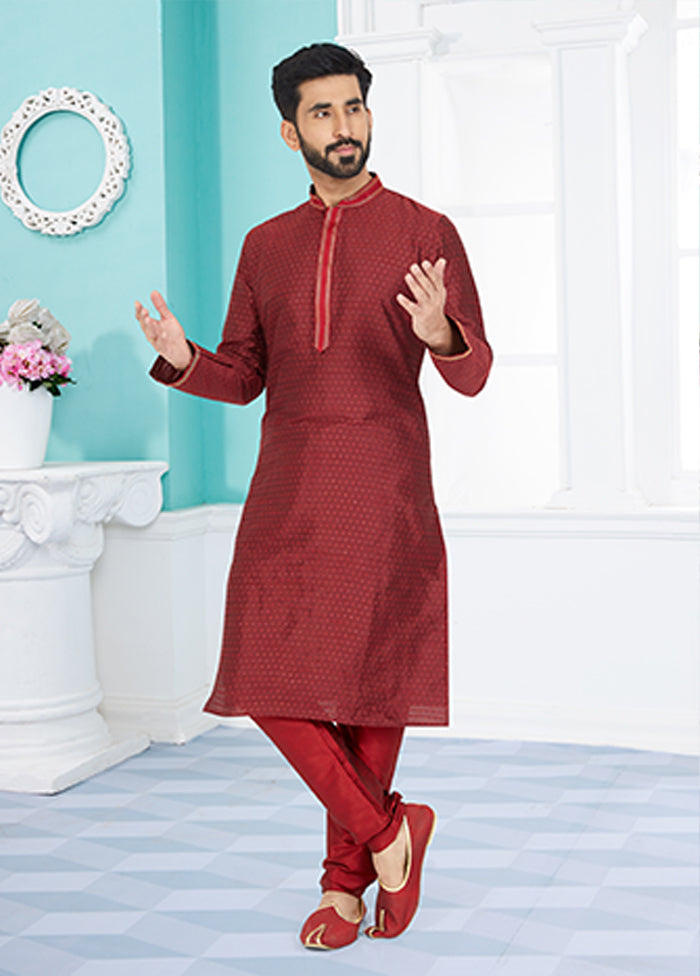 Maroon Cotton 2 Pc Kurta Pajama Set