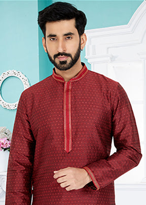 Maroon Cotton 2 Pc Kurta Pajama Set