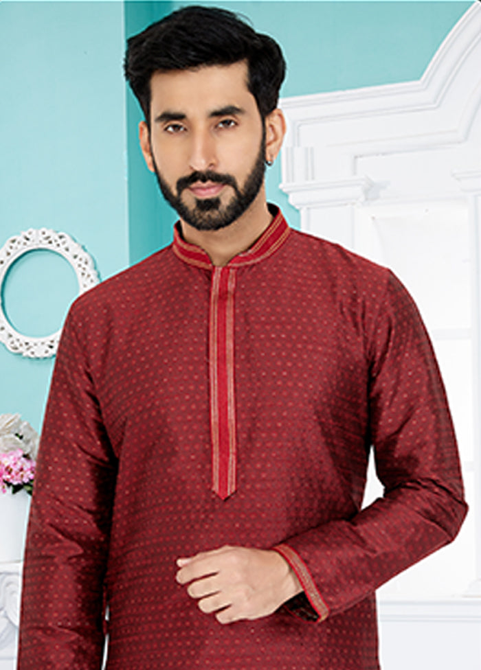 Maroon Cotton 2 Pc Kurta Pajama Set
