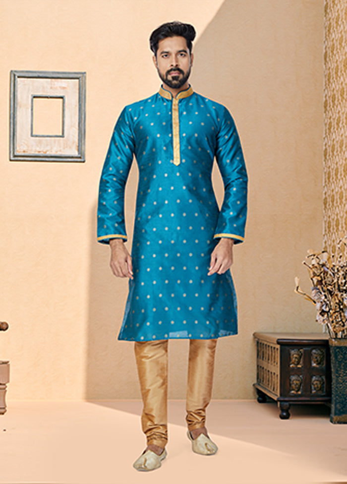 Green Silk 2 Pc Kurta Pajama Set