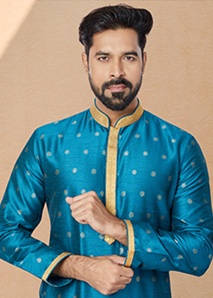 Green Silk 2 Pc Kurta Pajama Set
