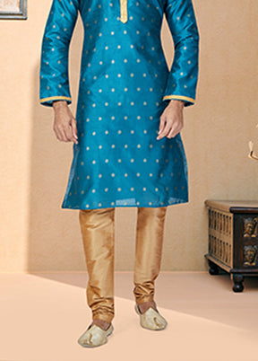 Green Silk 2 Pc Kurta Pajama Set
