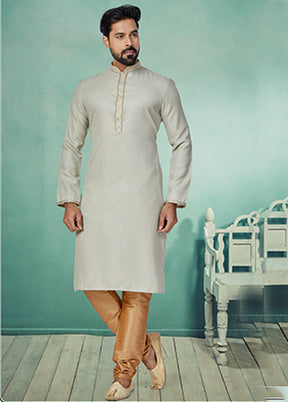 Grey Cotton 2 Pc Kurta Pajama Set