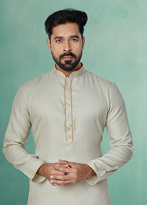 Grey Cotton 2 Pc Kurta Pajama Set