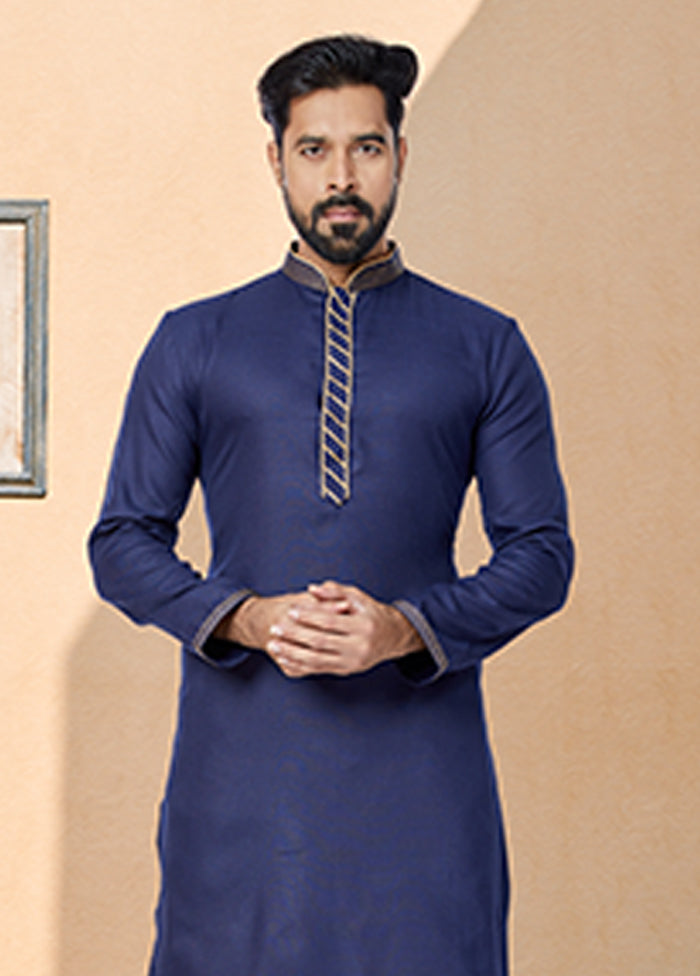 Blue Cotton 2 Pc Kurta Pajama Set