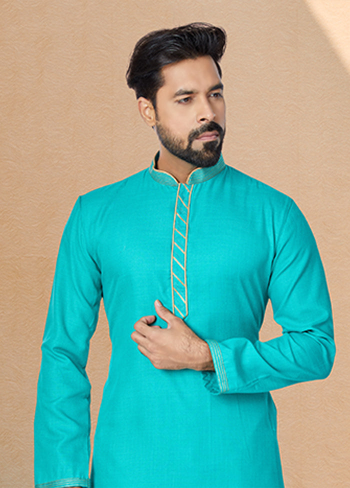 Blue Cotton 2 Pc Kurta Pajama Set