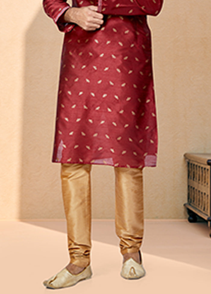 Maroon Silk 2 Pc Kurta Pajama Set