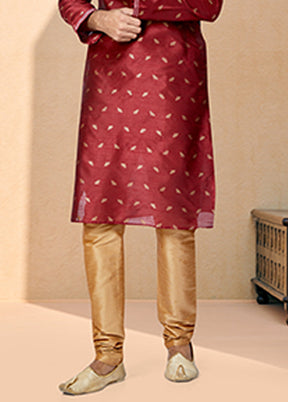Maroon Silk 2 Pc Kurta Pajama Set