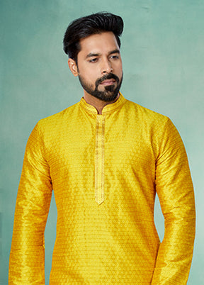 Yellow Cotton 2 Pc Kurta Pajama Set