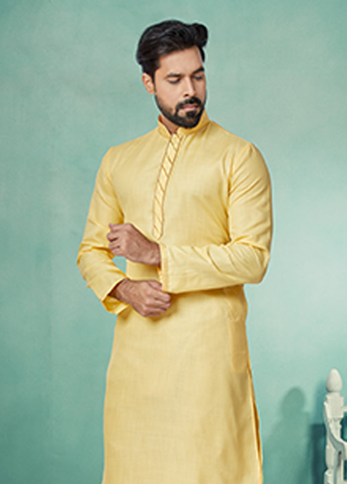 Yellow Cotton 2 Pc Kurta Pajama Set