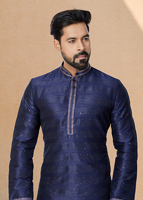 Blue Cotton 2 Pc Kurta Pajama Set