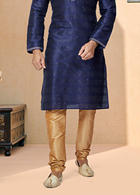 Blue Cotton 2 Pc Kurta Pajama Set