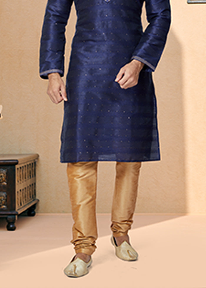 Blue Cotton 2 Pc Kurta Pajama Set