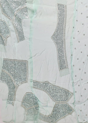 Green Handloom Pure Georgette Saree With Blouse Piece