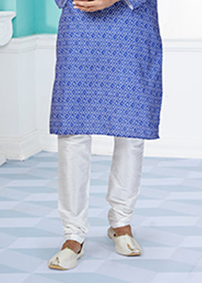 Blue Cotton 2 Pc Kurta Pajama Set