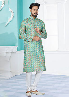 Green Cotton 2 Pc Kurta Pajama Set