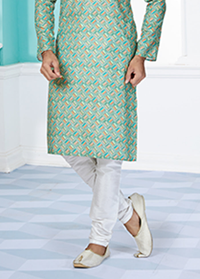 Green Cotton 2 Pc Kurta Pajama Set