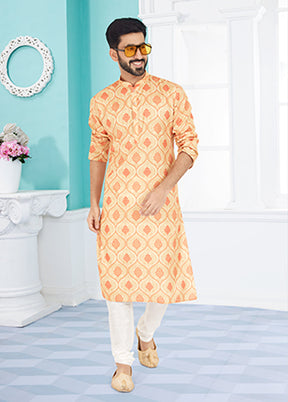 Yellow Cotton 2 Pc Kurta Pajama Set