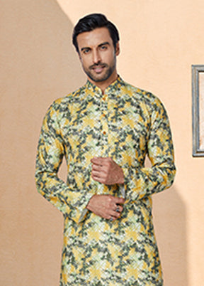 Yellow Cotton 2 Pc Kurta Pajama Set