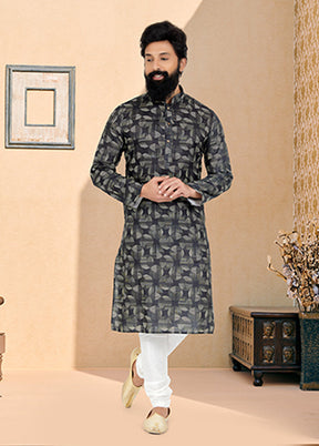 Black Cotton 2 Pc Kurta Pajama Set