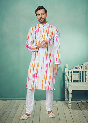White Cotton 2 Pc Kurta Pajama Set