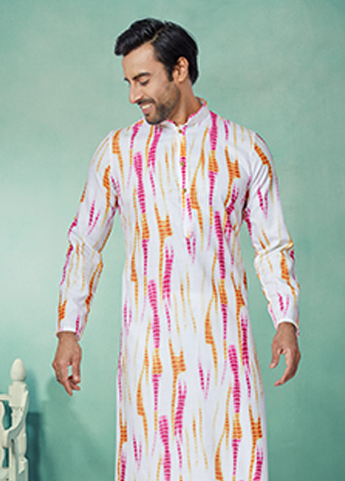 White Cotton 2 Pc Kurta Pajama Set