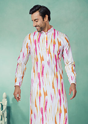 White Cotton 2 Pc Kurta Pajama Set
