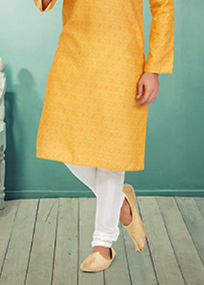 Yellow Cotton 2 Pc Kurta Pajama Set