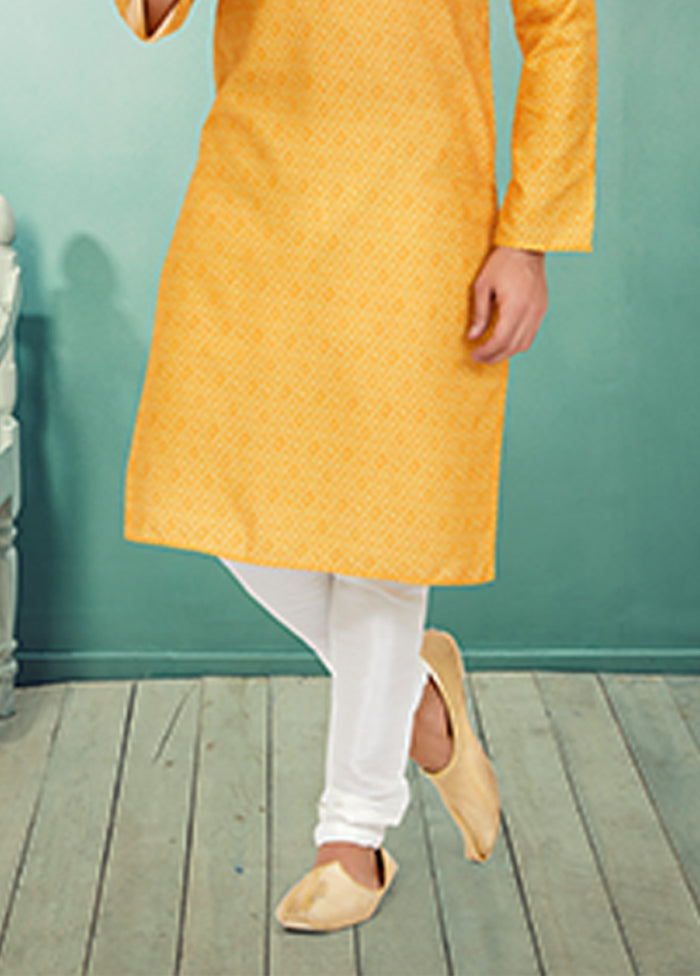 Yellow Cotton 2 Pc Kurta Pajama Set