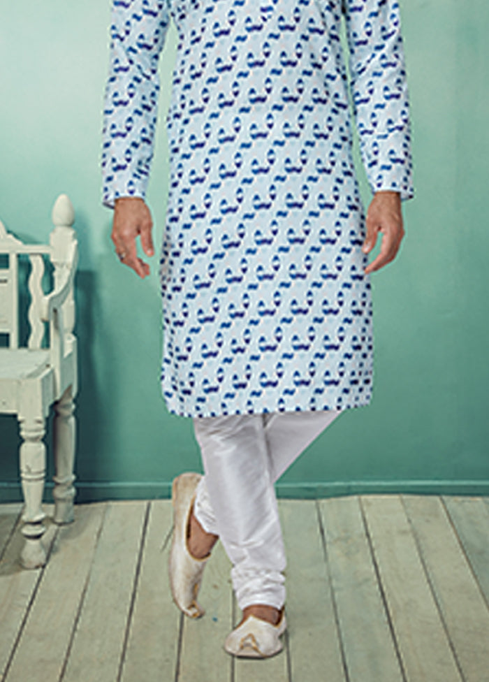 Blue Cotton 2 Pc Kurta Pajama Set