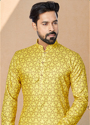 Yellow Cotton 2 Pc Kurta Pajama Set