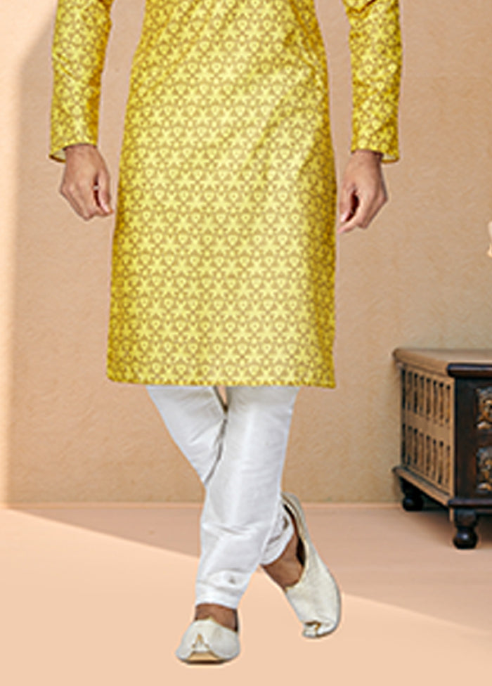 Yellow Cotton 2 Pc Kurta Pajama Set